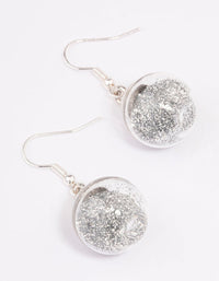 Silver Mini Glitter Bauble Drop Earrings - link has visual effect only