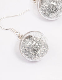 Silver Mini Glitter Bauble Drop Earrings - link has visual effect only