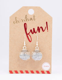 Silver Mini Glitter Bauble Drop Earrings - link has visual effect only