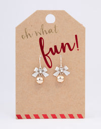 Silver Bow & Bell Christmas Drop Earrings - link has visual effect only