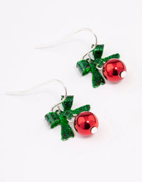 Red Bow & Bell Christmas Drop Earrings - link has visual effect only