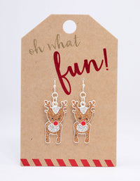 Silver Mini Glitter Reindeer Drop Earrings - link has visual effect only