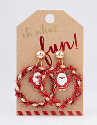 Red Tinsel & Santa Hoop Earrings - link has visual effect only