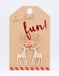 Gold Diamante Reindeer Drop Earrings - link has visual effect only