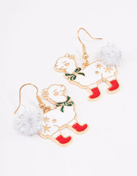 Gold Christmas Llama Drop Earrings - link has visual effect only