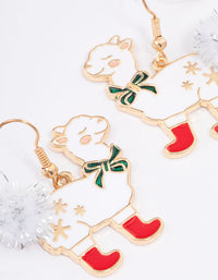 Gold Christmas Llama Drop Earrings - link has visual effect only