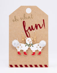 Gold Christmas Llama Drop Earrings - link has visual effect only