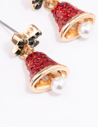 Green & Red Diamante Bell Drop Earrings - link has visual effect only