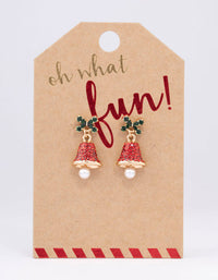 Green & Red Diamante Bell Drop Earrings - link has visual effect only