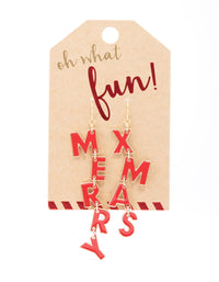 Gold Merry Christmas Enamel Drop Earrings - link has visual effect only