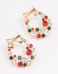 Green & Red Christmas Wreath Stud Earrings - link has visual effect only