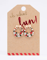 Green & Red Christmas Wreath Stud Earrings - link has visual effect only