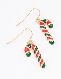 Candy Cane Enamel Drop Earrings - link has visual effect only