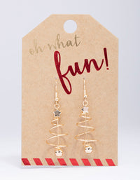 Gold Wire Spiral Christmas Tree Drop Earrings - link has visual effect only