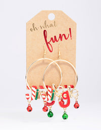 Gold Christmas Jingle Hoop Earrings - link has visual effect only