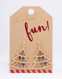 Gold Christmas Tree & Lights Drop Earrings - link has visual effect only