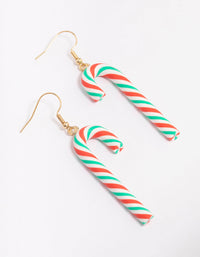 Gold Basic Candy Cane Drop Earrings - link has visual effect only