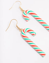 Gold Basic Candy Cane Drop Earrings - link has visual effect only