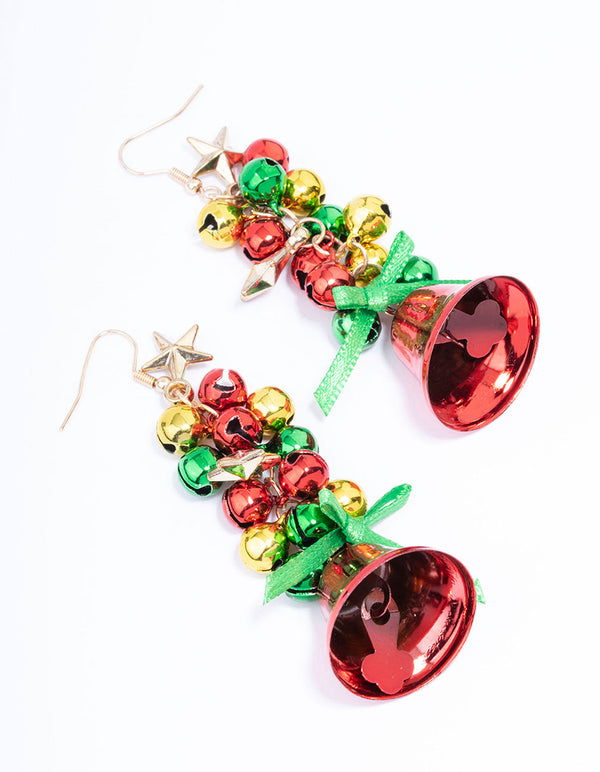 Gold Jingle Ball & Bell Drop Earrings