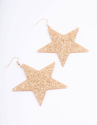 Gold Glitter Star Drop Earrings - link has visual effect only