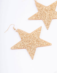 Gold Glitter Star Drop Earrings - link has visual effect only