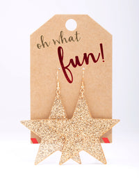 Gold Glitter Star Drop Earrings - link has visual effect only