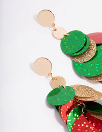 Gold Dangly Sequined Disc Drop Earrings - link has visual effect only