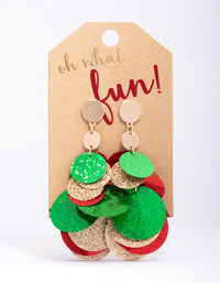 Gold Dangly Sequined Disc Drop Earrings - link has visual effect only