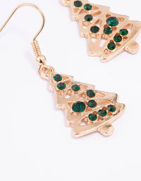 Green Crystal Christmas Tree Drop Earrings - link has visual effect only