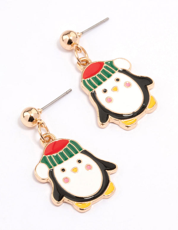 Christmas Penguin Drop Earrings