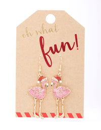 Christmas Flamingo Drop Earrings - link has visual effect only