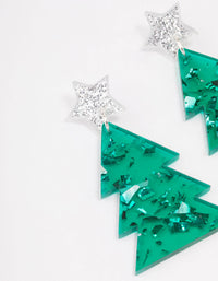 Green Acrylic Christmas Tree Drop Earrings - link has visual effect only