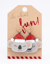 Acrylic Sleepy Christmas Koala Drop Earrings - link has visual effect only