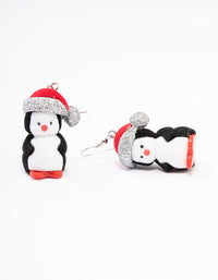 Christmas Penguin Santa Hat Drop Earrings - link has visual effect only