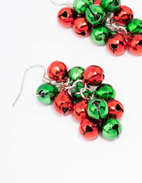 Rhodium Christmas Bells Cluster Drop Earrings - link has visual effect only