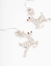 Rhodium Leaping Rudolph Drop Earrings - link has visual effect only