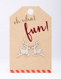 Rhodium Leaping Rudolph Drop Earrings - link has visual effect only