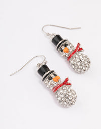 Silver Diamante Mini Snowman Drop Earrings - link has visual effect only