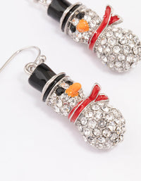 Silver Diamante Mini Snowman Drop Earrings - link has visual effect only