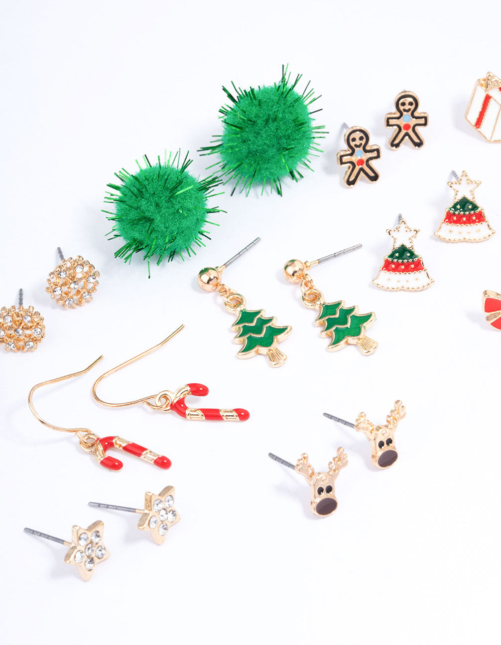Gold Decorative Christmas Stud Earrings 12 Pack Lovisa