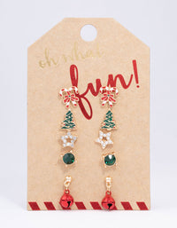 Gold Candy Cane & Christmas Tree Stud Earrings 5-Pack - link has visual effect only