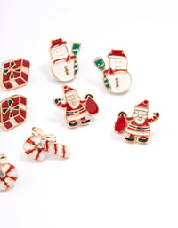 Gold Enamel Christmas Motif Stud Earrings Pack - link has visual effect only