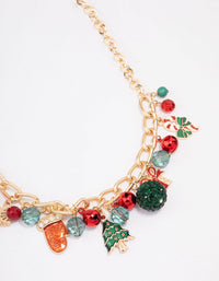 Gold Christmas Charm Chain Necklace - link has visual effect only