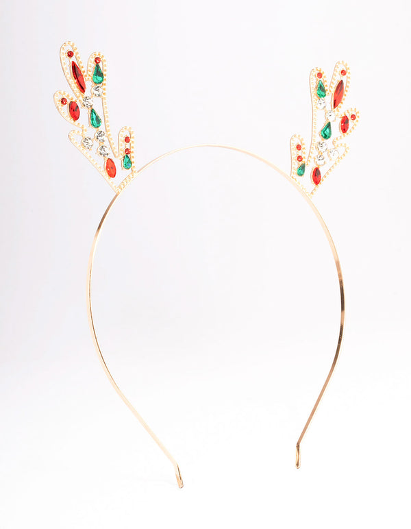 Gold Reindeer Ear Jewel Headband