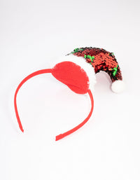 Fabric Red Sequin Santa Hat Headband - link has visual effect only