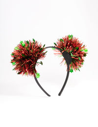 Fabric Green Tinsel Pom Pom Headband - link has visual effect only