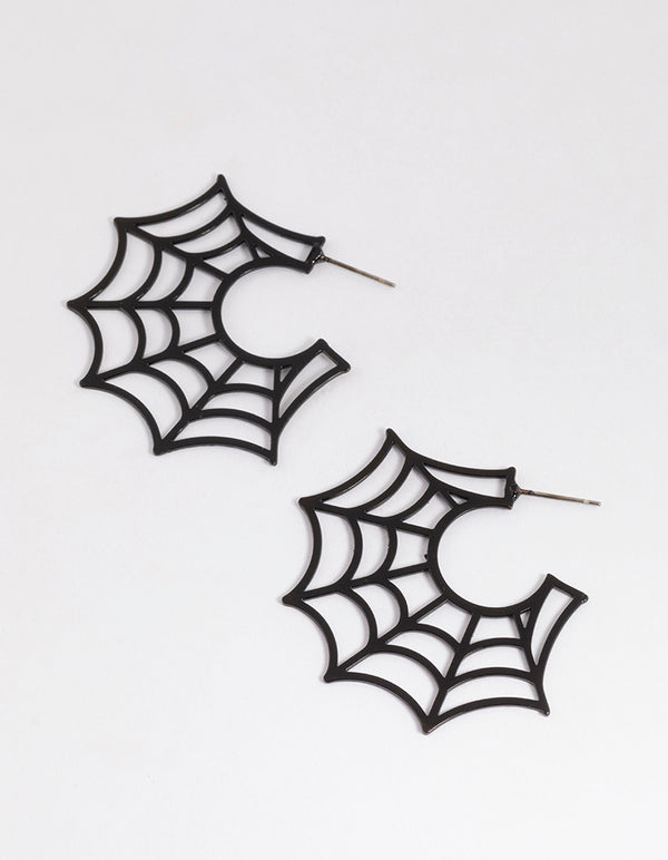 Black Spiderweb Hoop Earrings