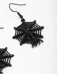 Black Spider Web Drop Earrings - link has visual effect only