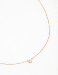 Gold Plated Sterling Silver Round Cubic Zirconia Dainty Necklace - link has visual effect only