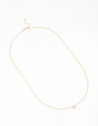 Gold Plated Sterling Silver Round Cubic Zirconia Dainty Necklace - link has visual effect only